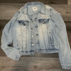 VGUC Almost famous Women’s size Medium distressed denim jacket